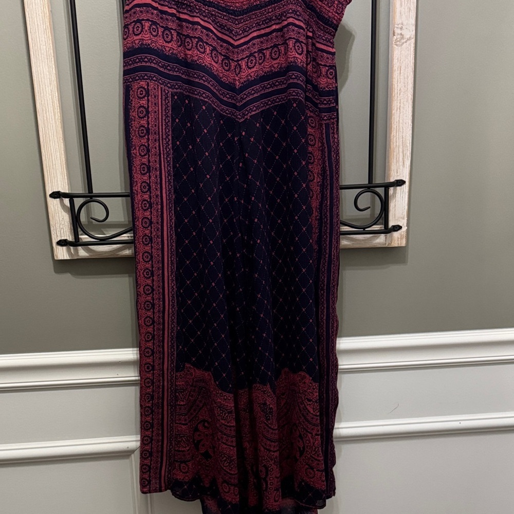 Free People Navy and Raspberry Patterned pants L boho